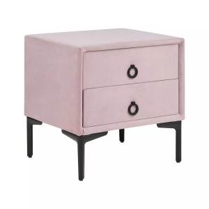 Beliani, Nachttisch Aus Samtstoff Modern Sezanne Unisex Pink ONE SIZE, Beliani - Nachttisch mit 2 Schubladen aus Samtstoff Glamourös SEZANNE, One Size, Pink
