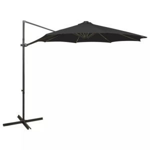 vidaXL, vidaXL Ampelschirm mit Mast und LED-Leuchten Schwarz 300 cm, vidaXL Ampelschirm mit LED-Beleuchtung 300 cm Schwarz