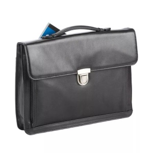 Dermata Lederwaren, Dermata Lederwaren Aktenmappe 36.5cm aus Nappa Rindleder in Schwarz, Dermata Lederwaren - Aktenmappe 36.5cm aus Nappa Rindleder, One Size, Schwarz