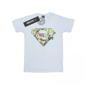DC Comics, Supergirl Floral Shield Tshirt Mädchen Weiss 104, DC COMICS - TShirt, 104, Weiss