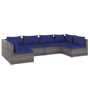 vidaXL, vidaXL 6-tlg. Garten-Lounge-Set mit Kissen Poly Rattan Grau, 