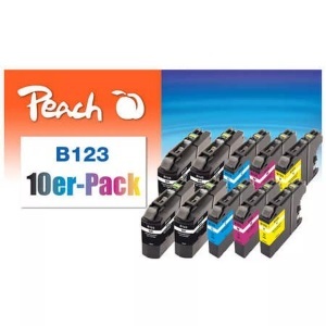 Peach, Peach 10er-Pack Tintenpatronen kompatibel zu Brother LC-123VALBP, Peach B123 VALBP 10 Druckerpatronen XL (2*bk, bk, c/m/y) ersetzt Brother LC-123VALBP für z.B. Brother MFCJ 4410 DW, Brother DCPJ 552 DW