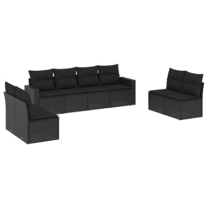 vidaXL, vidaXL 8-tlg. Garten-Sofagarnitur mit Kissen Schwarz Poly Rattan, vidaXL 8-tlg. Garten-Sofagarnitur mit Kissen Schwarz Poly Rattan