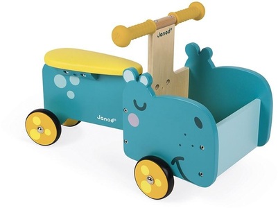 undefined, Laufrad Nilpferd mit beweglichem Vorderteil, Janod - Holz Laufrad Nilpferd Rutsch Auto mit Beweglichem Vorderteil - Blau