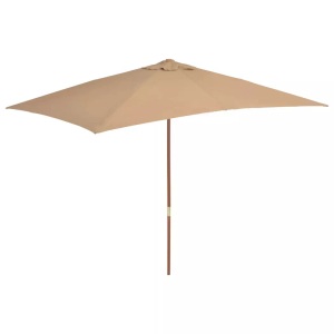 vidaXL, vidaXL Sonnenschirm mit Holz-Mast 200×300 cm Taupe, vidaXL Sonnenschirm mit Holz-Mast 200x300 cm Taupe