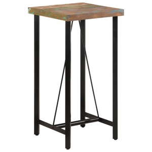 vidaXL, vidaXL Bartisch 55x55x107 cm Altholz Massiv und Eisen, vidaXL Bartisch 55x55x107 cm Altholz Massiv und Eisen