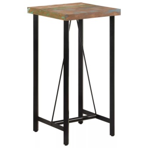 vidaXL, vidaXL Bartisch 55x55x107 cm Altholz Massiv und Eisen, vidaXL Bartisch 55x55x107 cm Altholz Massiv und Eisen
