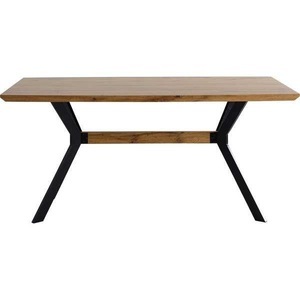 Mobilia, Mobilia - Tisch 160x90 cm - natur, Beine schwarz, Esstisch mit Eiche-Dekor natur 160x90