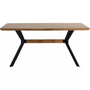 Mobilia, Mobilia - Tisch 160x90 cm - natur, Beine schwarz, Esstisch mit Eiche-Dekor natur 160x90