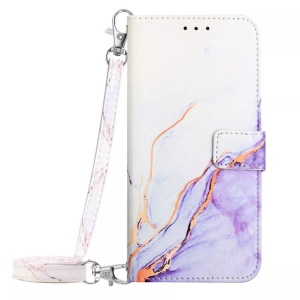 Cover-Discount, iPhone 15 Plus - Etui Hülle mit Umhängeband Marble purple, Cover-Discount - iPhone 15 Plus Etui Hülle Mit Umhängeband Marble, Weiss Bunt