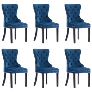 vidaXL, vidaXL Esszimmerstühle 6 Stk. Blau Samt, vidaXL Esszimmerstühle 6 Stk. Blau Samt
