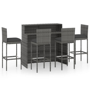 vidaXL, vidaXL 5-tlg. Gartenbar-Set mit Kissen Grau