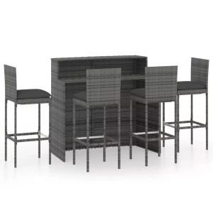 vidaXL, vidaXL 5-tlg. Gartenbar-Set mit Kissen Grau