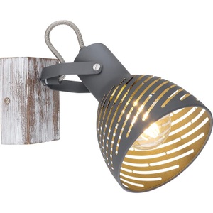 mutoni light, Strahler Mori Holz antik weiss getüncht 1xE27, Globo Strahler , 54661-1 , Blau, Grau, Naturfarben, Weiss , Holz, Metall , 25x16.5 cm , 004558397201