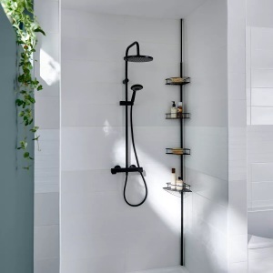 LA REDOUTE INTERIEURS, Eckregal für das Badezimmer, verlängerbar, SO'HOME - Duschregal Persi, One Size, Schwarz