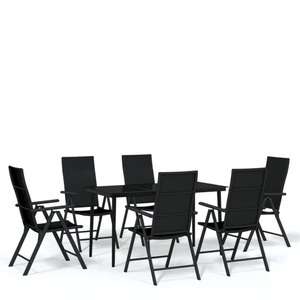 vidaXL, vidaXL 7-tlg. Garten-Essgruppe Schwarz, 