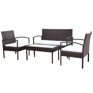 Diverse Hardware, 4-tlg. Garten-Lounge-Set mit Auflagen Poly Rattan Braun, VidaXL - Garten-sofagarnitur poly-rattan, One Size, Braun
