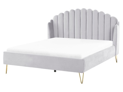 Beliani, Bett mit Lattenrost aus Samtstoff Retro AMBILLOU Bett mit Lattenrost aus Samtstoff Retro AMBILLOU