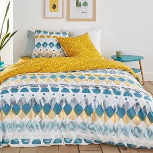 LA REDOUTE INTERIEURS, Bedruckter Bettbezug Cool Bedruckter Bettbezug Cool, La Redoute Intérieurs - Bedruckter Bettbezug Cool, 260X240CM, Blau