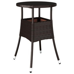 vidaXL, vidaXL Gartentisch Ø60x75 cm Hartglas und Poly Rattan Braun