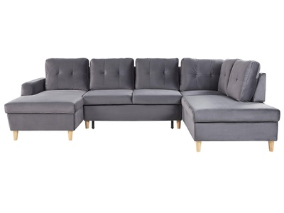 Beliani, Schlafcouch aus Samtstoff Modern LERUM Schlafcouch aus Samtstoff Modern LERUM, Beliani - Schlafsofa aus Samtstoff Modern LERUM, One Size, Taubengrau