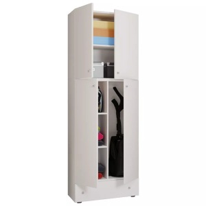 MID.YOU, MID.YOU Mehrzweckschrank in weiss , Lona Xxl , Kunststoff , 1 Schubladen , 70x200x39 cm , melaminharzbeschichtet,Nachbildung , stehend , 000657007666, VCM - Holz Besenschrank Staubsauger Putzschrank Haushaltsschrank Schublade Lona S, 70 CM, Weiss