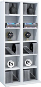 VCM, Holz CD DVD Stand Regal Schrank Aufbewahrung Standregal Ständer Milano Holz CD DVD Stand Regal Schrank Aufbewahrung Standregal Ständer Milano, VCM - Holz CD DVD Stand Regal | mit Platz für 204 CDs oder 72 DVDs 40-Videos Maße: H. 92 x B. 42 T. 20 cm Elegantes CD/DVD Blu, 42cm, Weiss