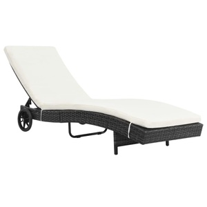 Diverse Hardware, Sonnenliege mit Rollen und Auflage Poly Rattan Schwarz, vidaXL Sonnenliege mit Rollen und Auflage Poly Rattan Schwarz