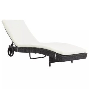 Diverse Hardware, Sonnenliege mit Rollen und Auflage Poly Rattan Schwarz, vidaXL Sonnenliege mit Rollen und Auflage Poly Rattan Schwarz