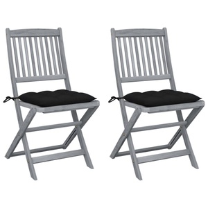 vidaXL, vidaXL Klappbare Gartenstühle 2 Stk. mit Kissen Massivholz Akazie
