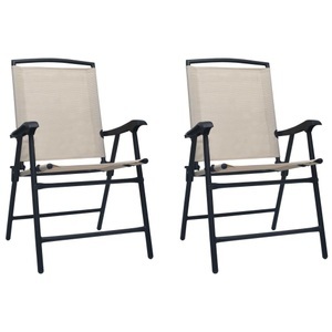 vidaXL, vidaXL Klappbare Gartenstühle 2 Stk. Textilene Cremeweiß, vidaXL Klappbare Gartenstühle 2 Stk. Textilene Cremeweiß