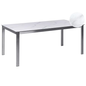 Beliani, Gartentisch aus Sicherheitsglas Modern COSOLETO Gartentisch aus Sicherheitsglas Modern COSOLETO, Beliani - Gartentisch aus Sicherheitsglas Industriell COSOLETO, One Size, Schwarz/Weiss