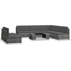 Diverse Hardware, 7-tlg. Garten-Lounge-Set Poly Rattan Grau