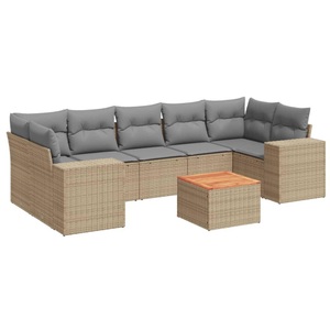 vidaXL, vidaXL 8-tlg. Garten-Sofagarnitur mit Kissen Beige Poly Rattan, vidaXL 8-tlg. Garten-Sofagarnitur mit Kissen Beige Poly Rattan