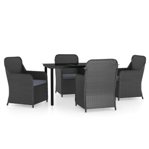 vidaXL, vidaXL 5-tlg. Garten-Essgruppe mit Kissen Schwarz, 
