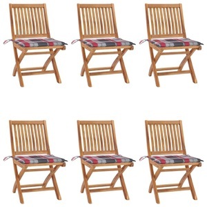 vidaXL, vidaXL Klappbare Gartenstühle mit Kissen 6 Stk. Massivholz Teak