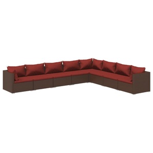 vidaXL, vidaXL 8-tlg. Garten-Lounge-Set mit Kissen Poly Rattan Braun, 