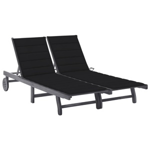 vidaXL, vidaXL 2-Personen-Sonnenliege mit Auflage Grau Akazie Massivholz