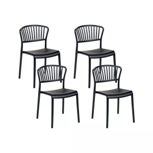 Beliani, Set Mit 4 Stühlen Aus Kunststoff Modern Gela Unisex ONE SIZE, Beliani - Gartenstuhl 4er Set aus Polypropylen Modern GELA, One Size, Schwarz