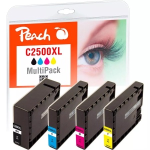Peach, Peach Spar Pack Tintenpatronen, kompatibel zu Canon PGI-2500XL, Peach C2500 XL 4 Druckerpatronen XL (bk, c/m/y) ersetzt Canon PGI-2500XL, 9254B004 für z.B. Canon Maxify MB 5450, Canon Maxify MB 5455