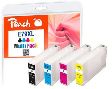 undefined, Peach 319898 4 Stück(e) Kompatibel Hohe (XL-) Ausbeute Schwarz, Cyan, Magenta, Gelb, Peach E79 XL 4 Druckerpatronen XL (bk, c/m/y) ersetzt Epson No. 79XL, C13T79054010 für z.B. Epson WorkForce Pro WF -4600