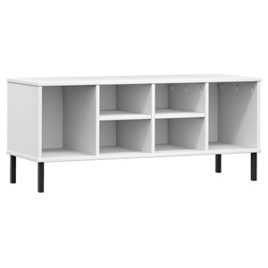 vidaXL, vidaXL Schuhregal OSLO mit Metallbeinen Weiß 106x35x45 cm Massivholz