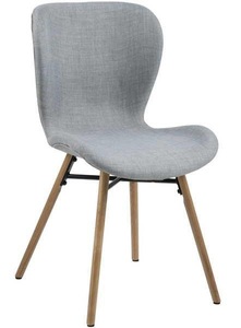 CONFORAMA, Stuhl BATILDA Stoff Grau, Eiche, XXXLutz Stuhl in stahl flachgewebe , Batilda , Hellgrau , Holz, Metall, Textil , Eiche , massiv , Uni , 47x82.5x56 cm , pulverbeschichtet,geölt,Flachgewebe,Echtholz , 001749036113