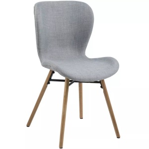 CONFORAMA, Stuhl BATILDA Stoff Grau, Eiche, XXXLutz Stuhl in stahl flachgewebe , Batilda , Hellgrau , Holz, Metall, Textil , Eiche , massiv , Uni , 47x82.5x56 cm , pulverbeschichtet,geölt,Flachgewebe,Echtholz , 001749036113