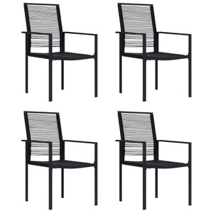 vidaXL, vidaXL Gartenstühle 4 Stk. PVC Rattan Schwarz