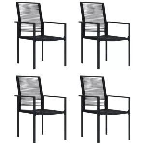 vidaXL, vidaXL Gartenstühle 4 Stk. PVC Rattan Schwarz, vidaXL Gartenstühle 4 Stk. PVC Rattan Schwarz