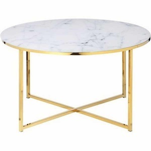 mutoni casual, Couchtisch Marmor weiss gold rund 80x80, SalesFever Couchtisch, Tischplatte in Marmoroptik