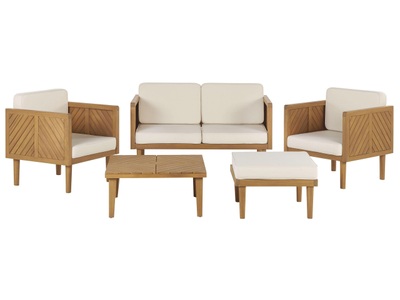 Beliani, 2-Sitzer Sofa mit Sesseln aus Akazienholz Modern BARATTI 2-Sitzer Sofa mit Sesseln aus Akazienholz Modern BARATTI