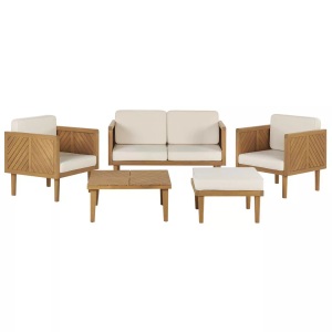 Beliani, 2-Sitzer Sofa mit Sesseln aus Akazienholz Modern BARATTI 2-Sitzer Sofa mit Sesseln aus Akazienholz Modern BARATTI