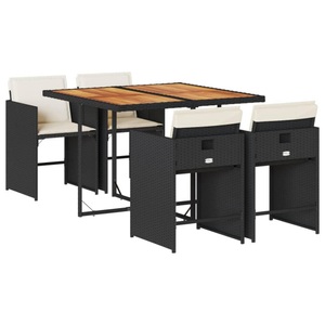 vidaXL, vidaXL 5-tlg. Garten-Essgruppe mit Kissen Schwarz Poly Rattan, vidaXL 5-tlg. Garten-Essgruppe mit Kissen Schwarz Poly Rattan